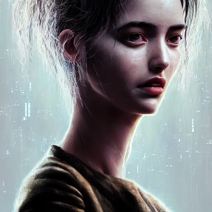 Image similar to portrait of Ana de Armas in the Matrix 2000. intricate abstract. intricate artwork. by Tooth Wu, wlop, beeple, dan mumford. octane render, trending on artstation, greg rutkowski very coherent symmetrical artwork. cinematic, hyper realism, high detail, octane render, 8k, iridescent accents