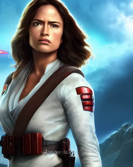 Prompt: beautiful jaina solo from star wars legends, beautiful jaina solo, without lightsaber, movie, hyper realistic, hollywood promotional image, imax, 8 k