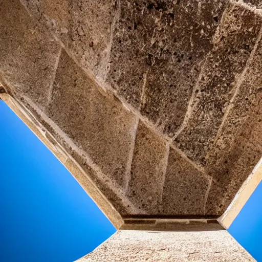 Prompt: photo taken from the bottom of a well looking up, seeing the walls of the well and a beautiful sky