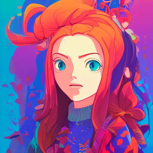 Image similar to a beautiful female disney styled character, ultra detailed, sunrise, portrait, hyper colorful, super coherent, symmetry, trending on artstation, by studio ghibli