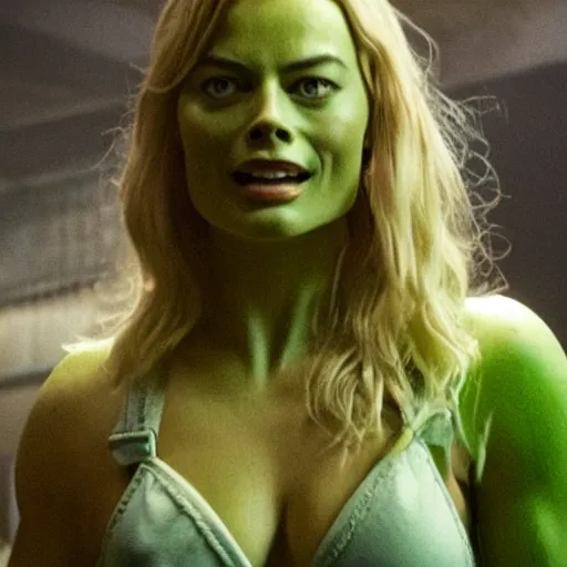 Image similar to margot robbie as hulk