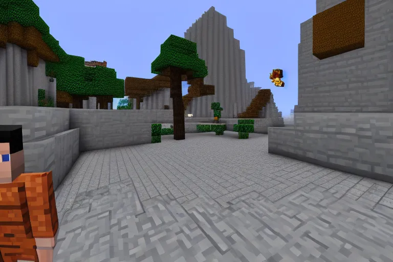 Image similar to gordan freeman in minecraft, minecraft screenshot