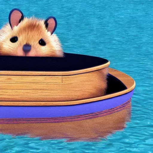 Image similar to a giant hamster boat photorealistic