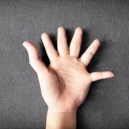 Prompt: A human hand with 5 fingers