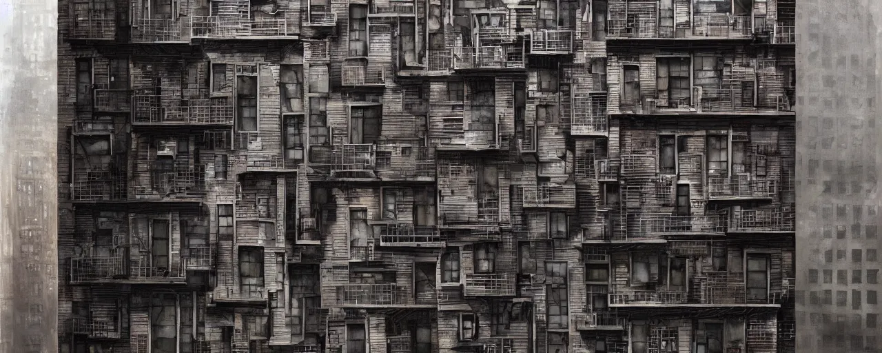 Image similar to new york city block facade. texture. doors. street. art by greg rutkowski and william o'connor