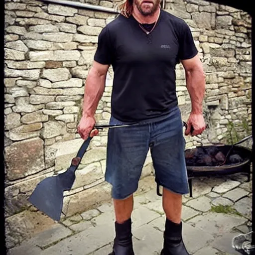 Image similar to triple h as blacksmith