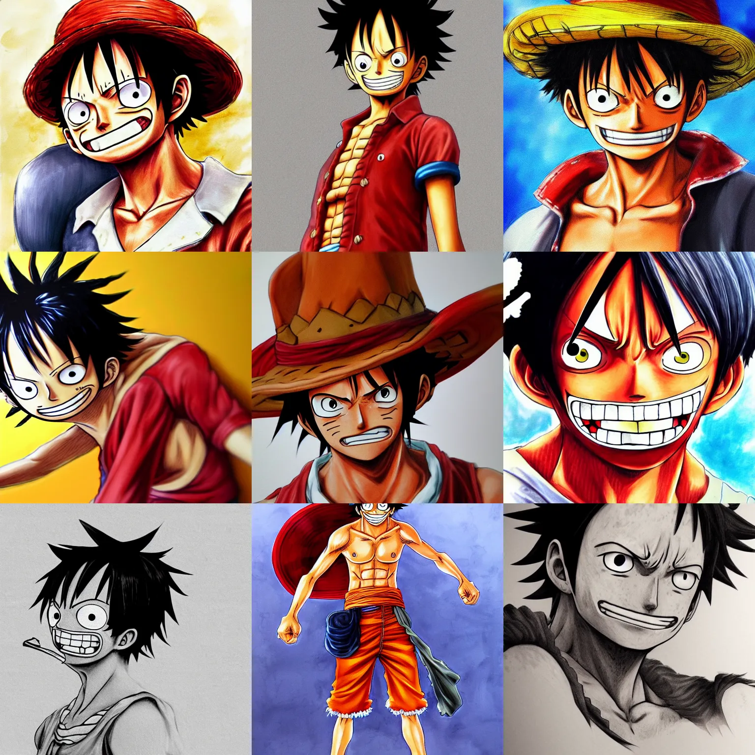 One-piece Luffy realistic drawing by Subaru_sama