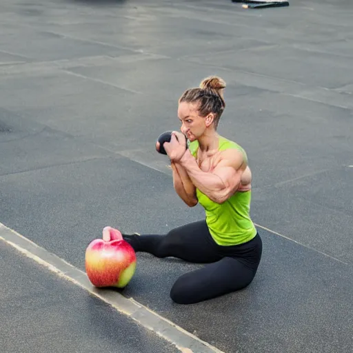 Image similar to an apple doing CrossFit