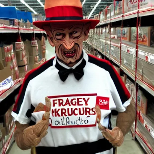 Prompt: Freddy Krueger working at Costco