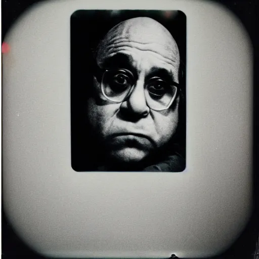 Image similar to A creepy polaroid photo of Danny Devito staring at you from the end of the hallway.