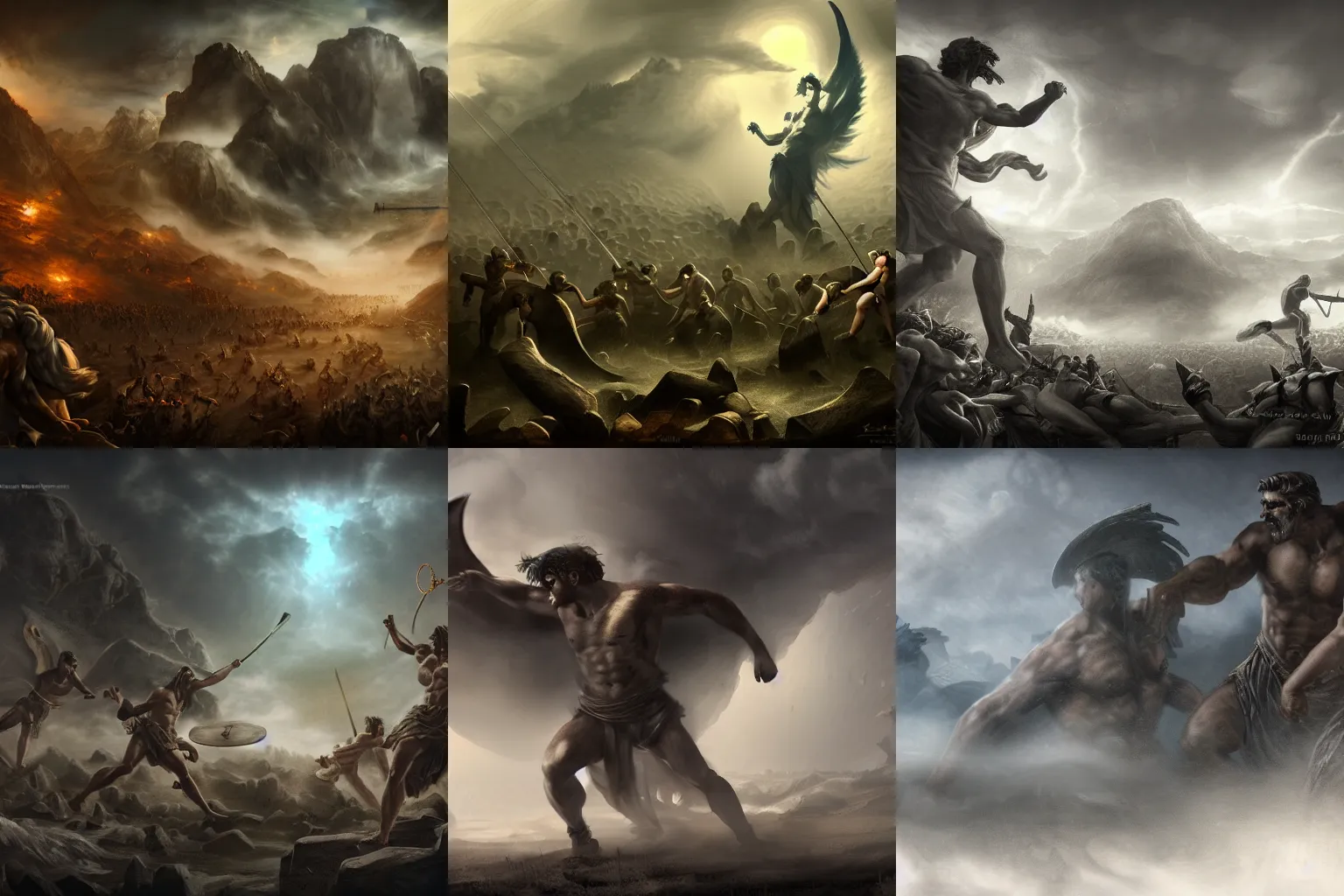 matte painting of greek gods fighting the titans, | Stable Diffusion ...