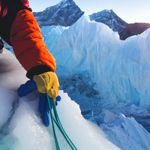 Image similar to hand from adams family climbing everest during golden hour.