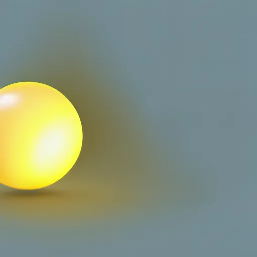 Image similar to 3 d octane render, glowing transparent yellow orb with white wings attached to it flying