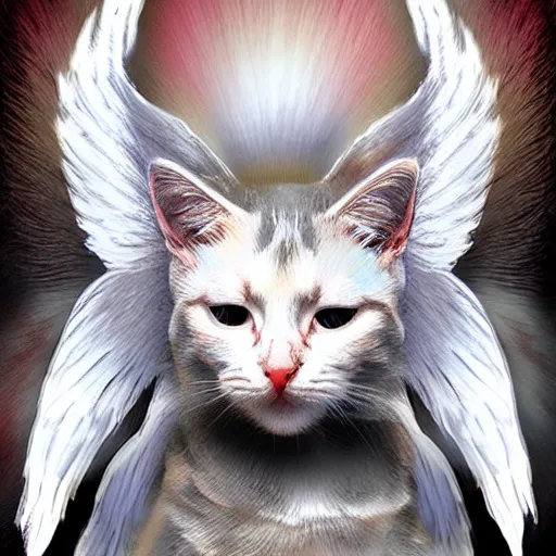 Image similar to cat with angel wings, digital art, trending