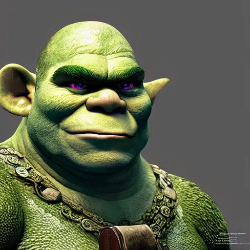 Image similar to Beautiful ultra detailed concept art painting of Shrek as a boss from Elden Ring Dark Souls game, unreal engine raytracing by Ross Tran