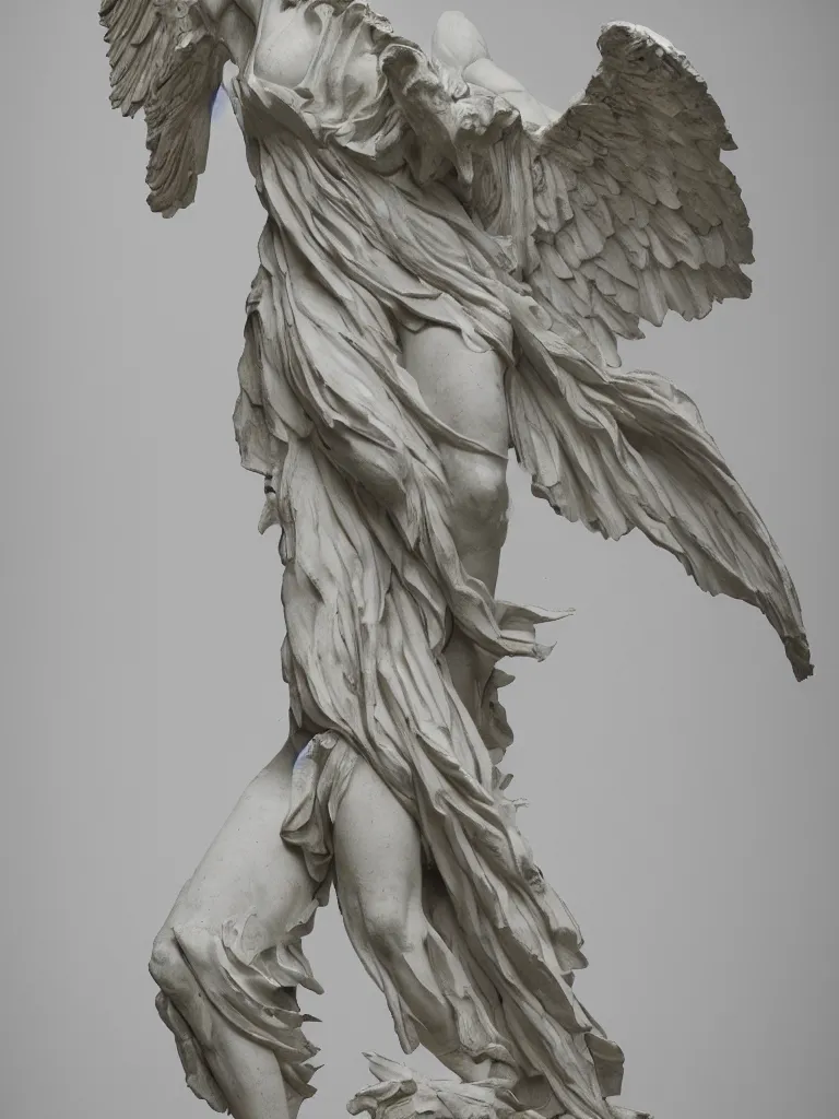 Image similar to winged victory of samothrace, sculpted by rodin