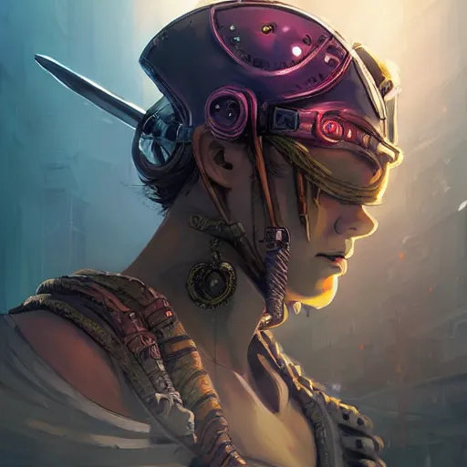 Image similar to cyberpunk viking helmet mask warrior goddess robot ninja fantasy, art gta 5 cover, official fanart behance hd artstation by jesper ejsing, by rhads, makoto shinkai and lois van baarle, ilya kuvshinov, ossdraws