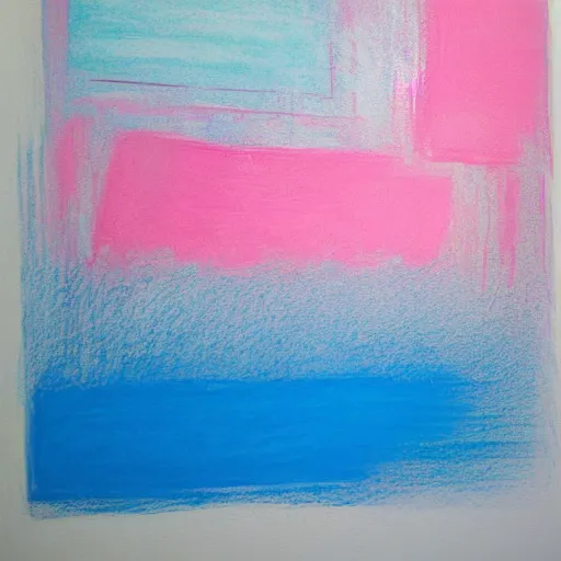 Image similar to abstract oil pastel blue, pastel white, pastel pink painting