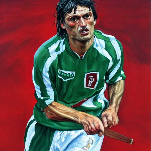 Image similar to high quality high detail painting by lucian freud, hd, portrait of paolo maldini