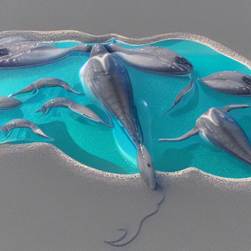 Prompt: 3 d rendering of transparent whales, caustic projection, octane renderer, raytracing, 4 k, rtx, light refracting, martinakis adam style of lilien ephraim moses