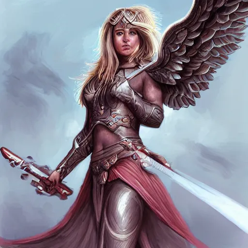 Image similar to female angel warrior. digital art, detailed by magali villeneuve