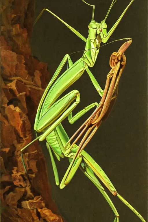 Prompt: praying mantis, by pierre - joseph redoute