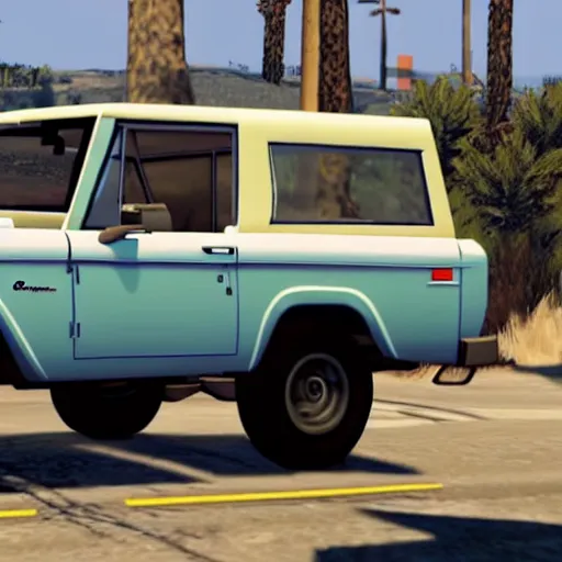 Image similar to OJ Simpson in GTA V driving a white ford bronco