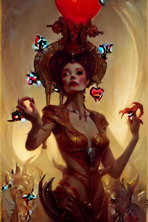 Image similar to queen of hearts by gaston bussiere, bayard wu, greg rutkowski, giger, maxim verehin