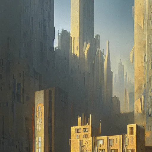 Prompt: futuristic cyberpunk gormenghast, volumetric light, oil on canvas