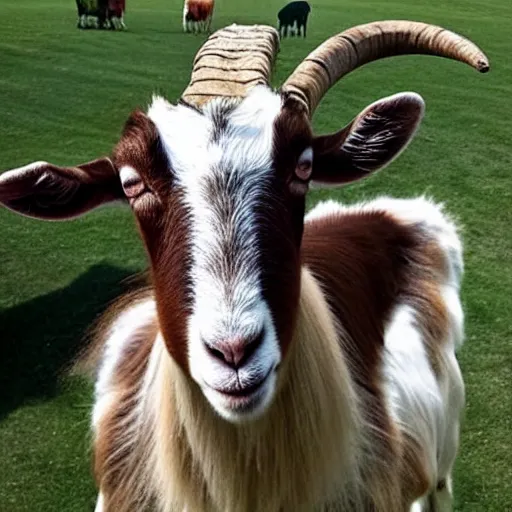 Prompt: a goat that looks like taylor swift