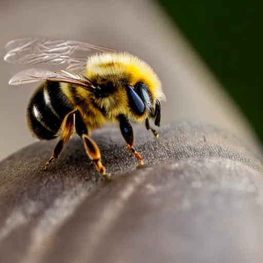 Image similar to a bee seen through a 7 0 mm macro lens, trapped in a square amber stone