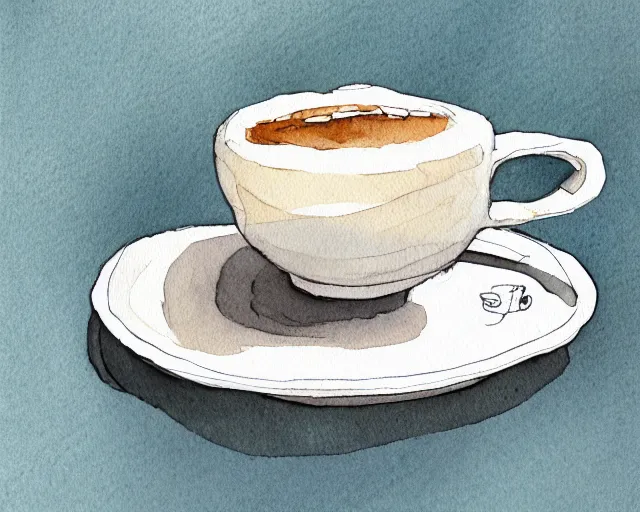 Image similar to a coffee shop smooth light color watercolor pen by dziuba evgeniya trending on artstation