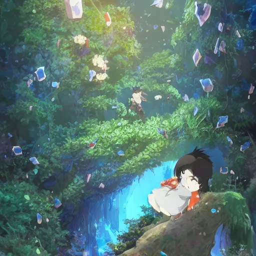 Image similar to anime, sharp focus, breath taking beautiful, Aesthetically pleasing, newts, happy, funny, silly digital concept art by Hayao Miyazaki and Studio Ghibli, fine art, high definition, HDR, HD, 8K, award winning, trending, featured, masterful, dynamic, energetic, lively, elegant, Richly textured, Richly Colored, masterpiece.