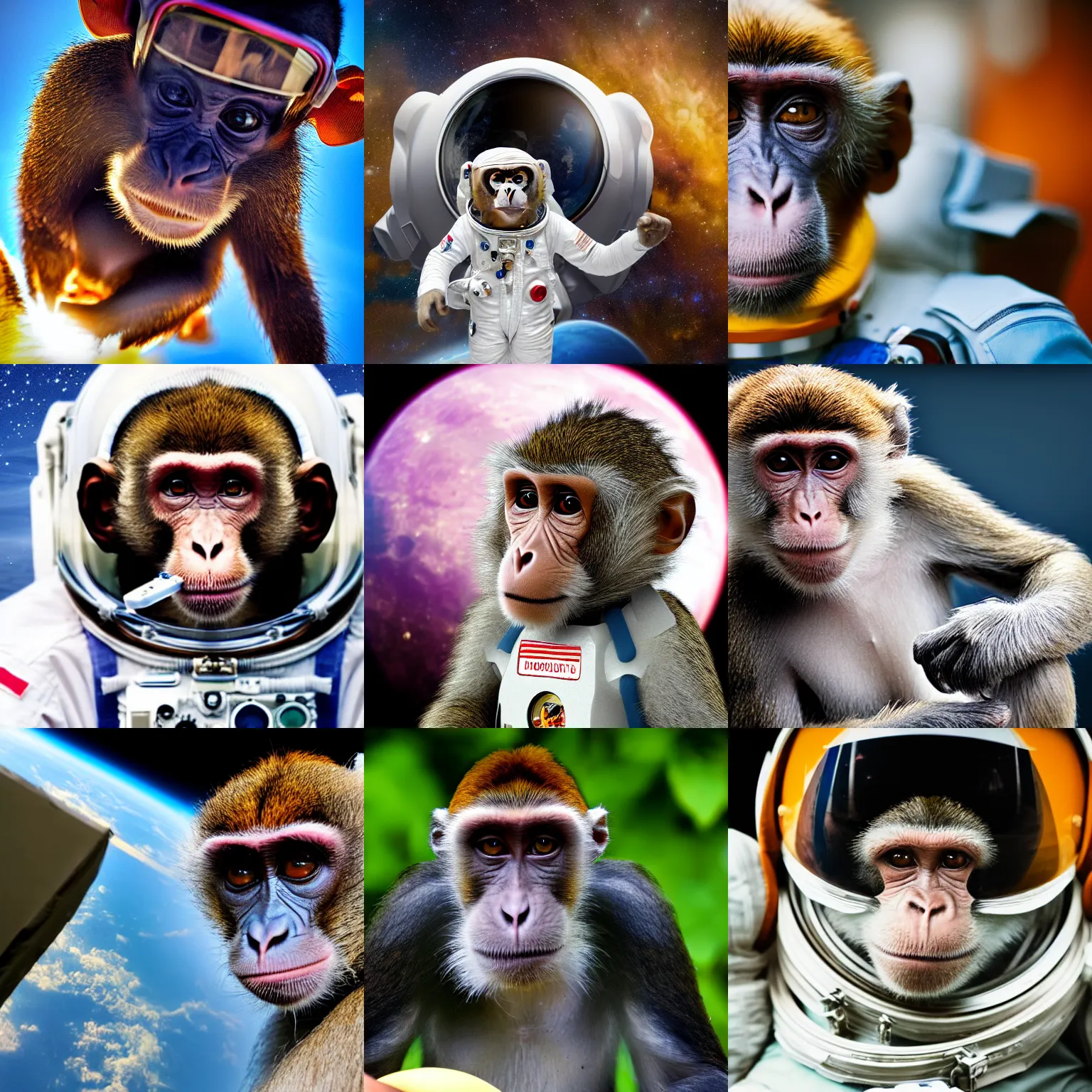 Image similar to High quality photo of a monkey astronaut