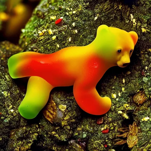 Image similar to national geographic photos of wild gummy bears, wildlife photography