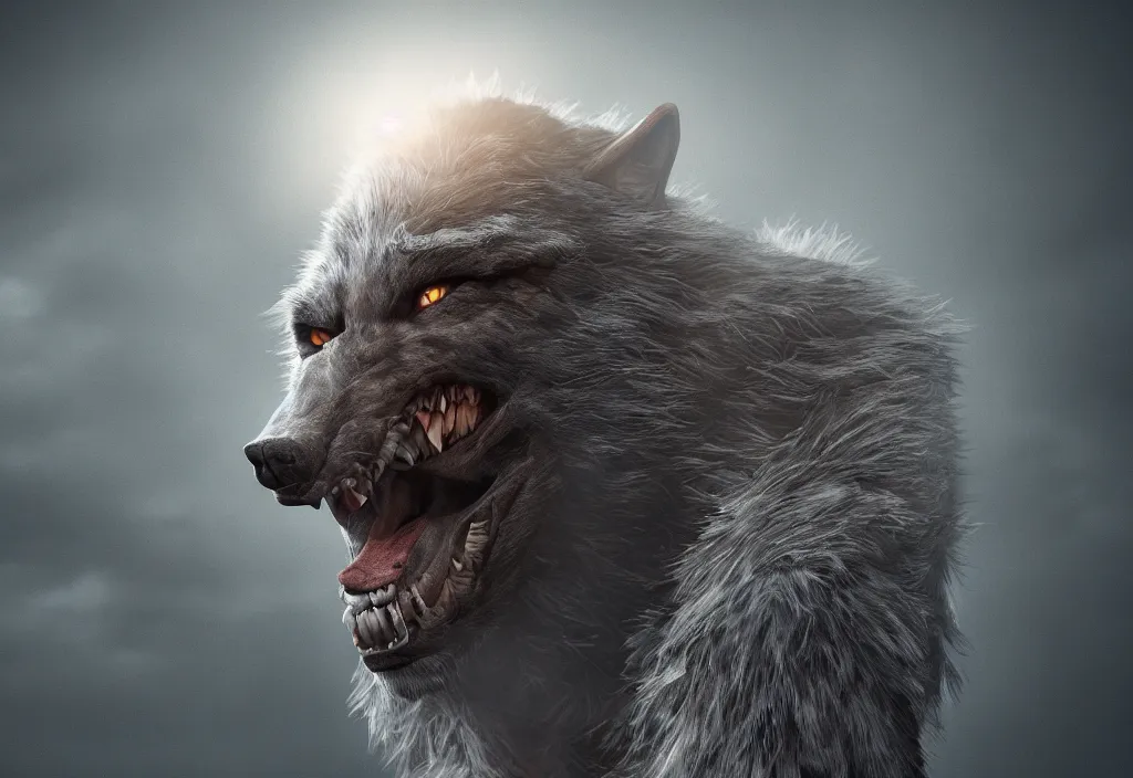 Image similar to portrait of a werewolf in russia, 4 k, 8 k, octane render