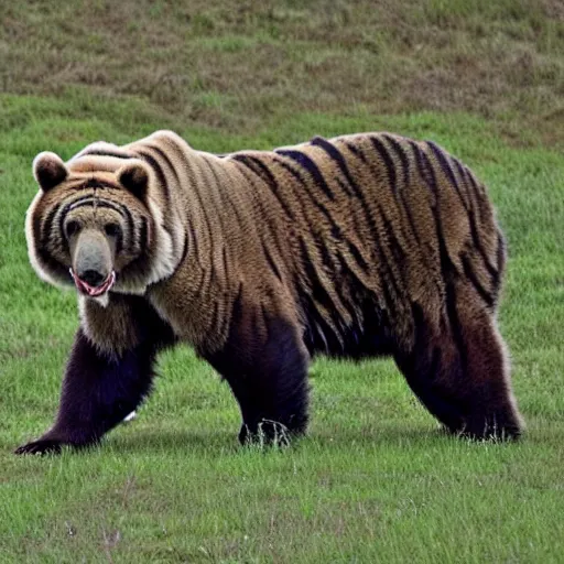 Prompt: a bear tiger hybrid