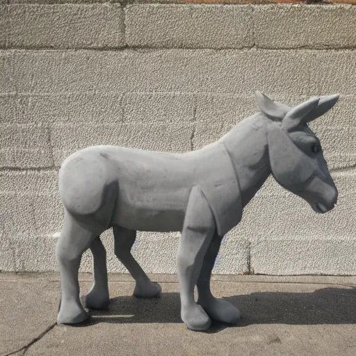 Prompt: donkey made of concrete