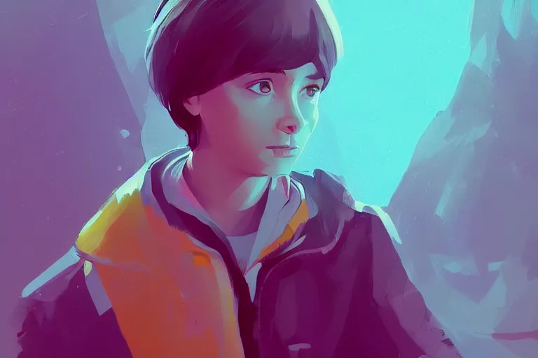 Image similar to a digital art of a selfie of max caulfield, youth, light effect, highly detailed, by anton fadeev