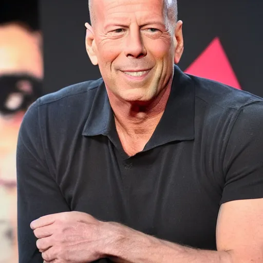 Prompt: Bruce Willis with full head of wavy hair