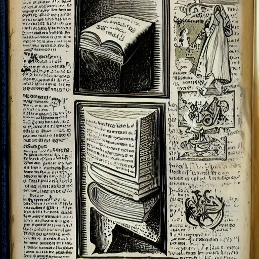 Image similar to page of book with magic spells and illustrations