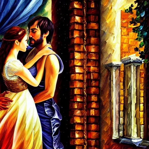 Image similar to highly detailed painting of shakespeare's romeo and juliet, last scene. intricate, high quality oil painting artstyle, in the style of leonid afremov, deviantart, figurative art, deviantart, ilya kuvshinov, lovecraftian, very detailed face, portrait