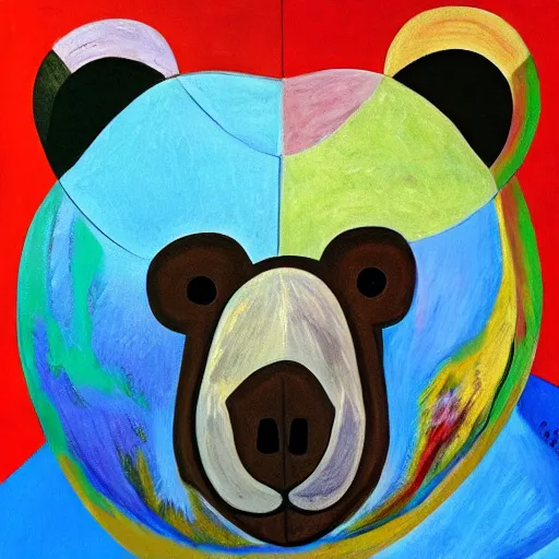 Prompt: intricate five star magic bear portrait by pablo picasso, oil on canvas, hdr, high detail, photo realistic, hyperrealism, matte finish, high contrast, 3 d depth, centered, masterpiece, award - winning, vivid and vibrant colors, enhance light effect, enhanced eye detail, artstationhd