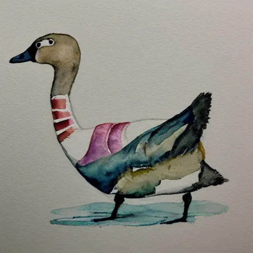 Prompt: watercolor pen goose