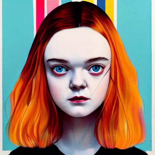 Image similar to Elle Fanning in The Shining picture by Sachin Teng, asymmetrical, dark vibes, Realistic Painting , Organic painting, Matte Painting, geometric shapes, hard edges, graffiti, street art:2 by Sachin Teng:4