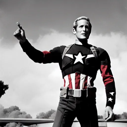 Image similar to a film still of paul newman as steve rogers in captain america ( 1 9 7 4 )