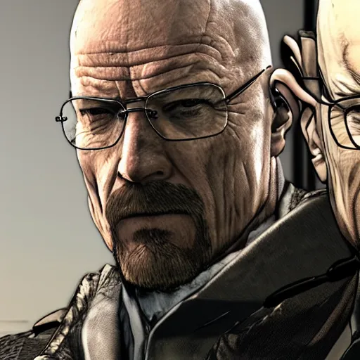 Prompt: Walter White in metal gear rising