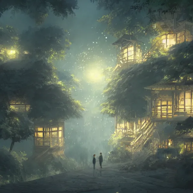 Prompt: detailed 風 景 + luminescent 背 景 + scenery artwork 厚 塗 り, artstation!! pixiv!!