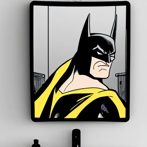 Image similar to batman taking a selfie in a bathroom mirror