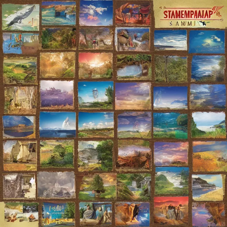 Image similar to stampage tourism, album art, film, soft lighting